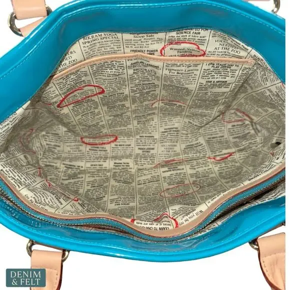 Kate Spade Rudy Henry Street Brightpeac Turquoise Patent Tote Shoulder Bag Luxe - Picture 16 of 16